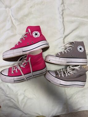 Bundle of 2 Converse platform sole High-Top Sneakers in Pink and grey
